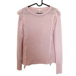 Rebecca Taylor Pink Fringe Sweater Wool Cashmere Size Small Western Quiet Luxury